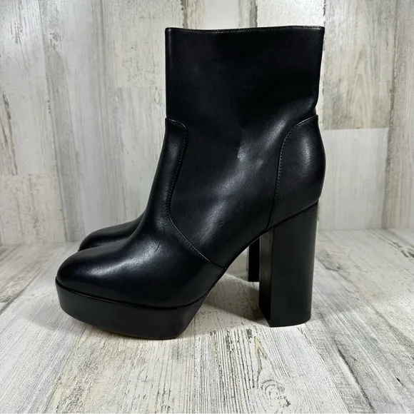 NEW Paige Black Leather Platform Side Zip Ankle Boots #709