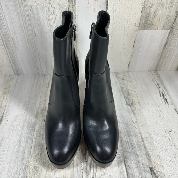 NEW Paige Black Leather Platform Side Zip Ankle Boots #709