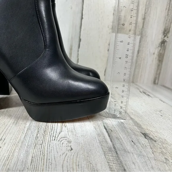 NEW Paige Black Leather Platform Side Zip Ankle Boots #709