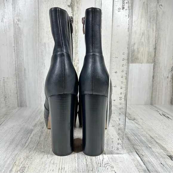 NEW Paige Black Leather Platform Side Zip Ankle Boots #709