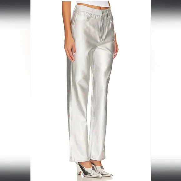 NEW Pistola Cassie High Rise Coated Prism Straight Leg Metallic Luxury Jeans