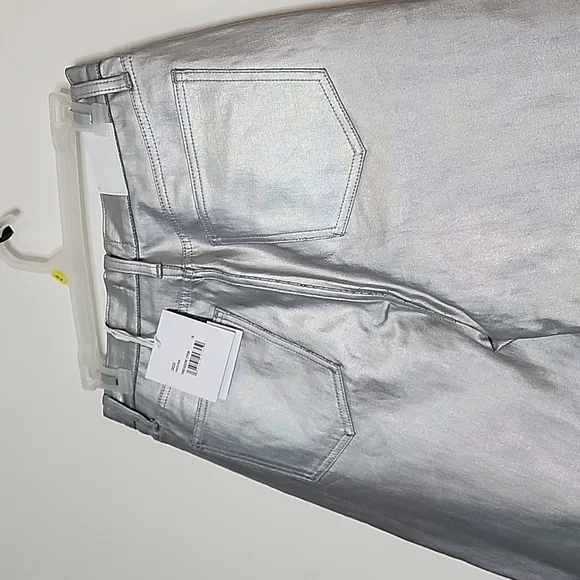 NEW Pistola Cassie High Rise Coated Prism Straight Leg Metallic Luxury Jeans