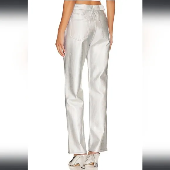 NEW Pistola Cassie High Rise Coated Prism Straight Leg Metallic Luxury Jeans