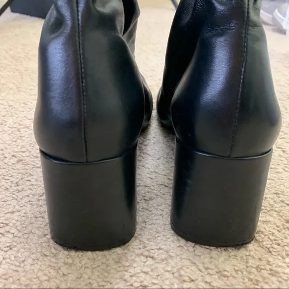 New SCHUTZ Black Leather Catarine Booties in Size 8.5 | Black Cinched Boots