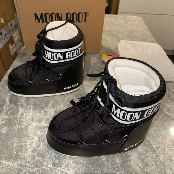 New Size EU 39-41 Moon Boot Icon Low Nylon Snow Boots Black
