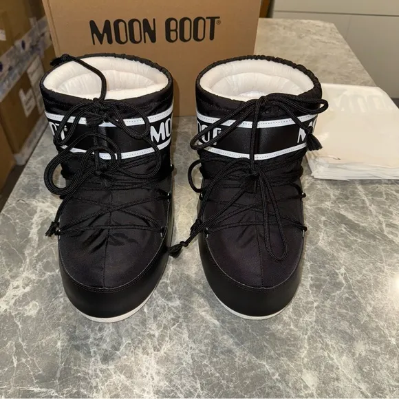 New Size EU 39-41 Moon Boot Icon Low Nylon Snow Boots Black