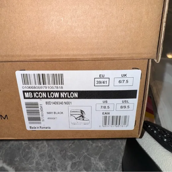 New Size EU 39-41 Moon Boot Icon Low Nylon Snow Boots Black