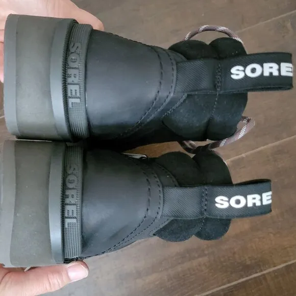 NEW Sorel Hi Line Hiker Boots Womens 10 Black Leather Outdoors Rugged Quality