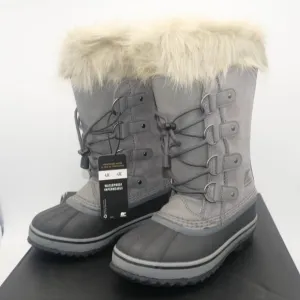 NEW Sorel Joan of Artic Snow Winter Waterproof Boots Leather Gray Youth Girl's 1