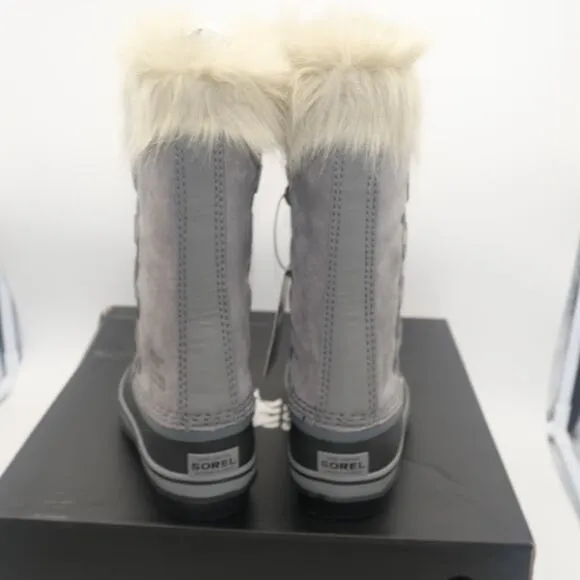 NEW Sorel Joan of Artic Snow Winter Waterproof Boots Leather Gray Youth Girl's 1