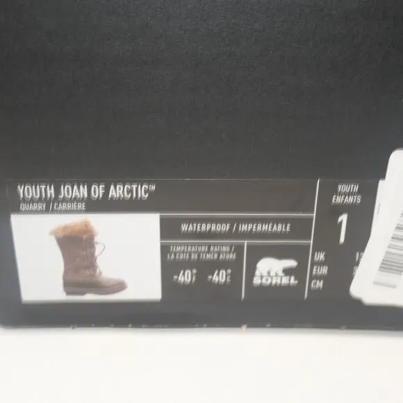 NEW Sorel Joan of Artic Snow Winter Waterproof Boots Leather Gray Youth Girl's 1