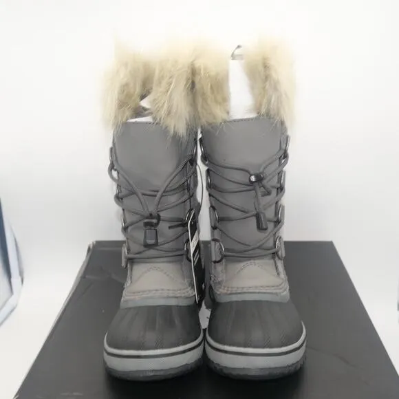 NEW Sorel Joan of Artic Snow Winter Waterproof Boots Leather Gray Youth Girl's 1