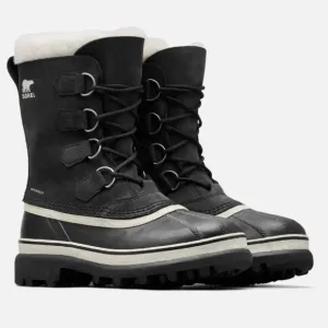 New SOREL Women's Caribou Waterproof Winter Boot Black Stone Lace Up Size 9 US