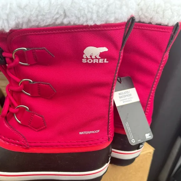 NEW Sorel Youth Yoot Pac Hot Pink Nylon Boot Girls Kids Sz 2 NWT