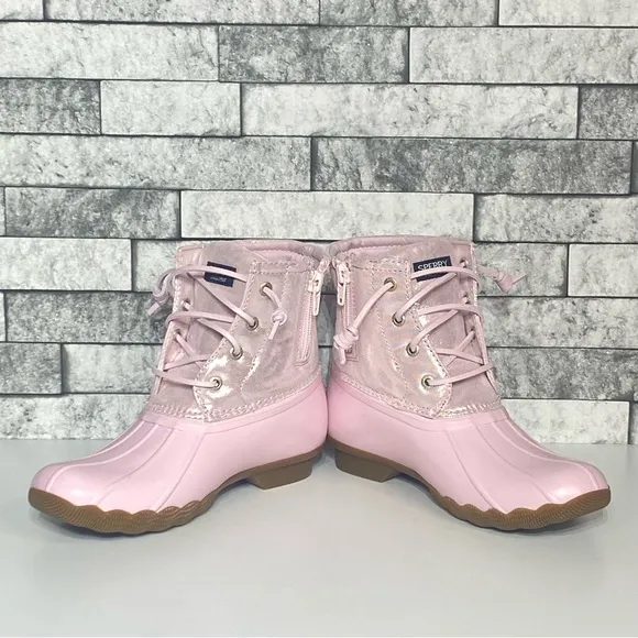 New Sperry Youth 3 Pink SaltWater Duck Boots Waterproof