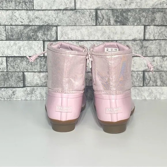 New Sperry Youth 3 Pink SaltWater Duck Boots Waterproof