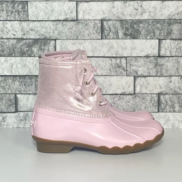 New Sperry Youth 3 Pink SaltWater Duck Boots Waterproof