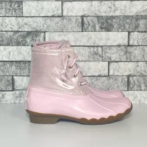 New Sperry Youth 3 Pink SaltWater Duck Boots Waterproof