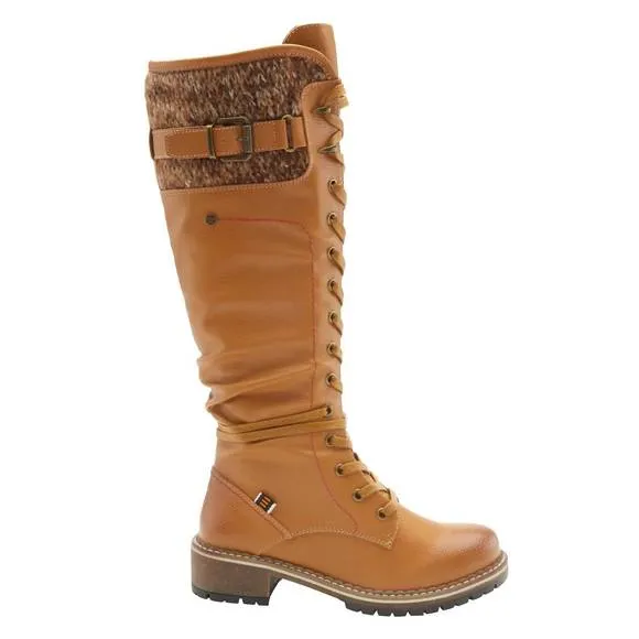 NEW SPRING STEP SHOES chilly knit cuff vegan boot in camel