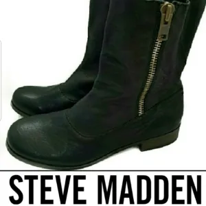 NEW! STEVE BY STEVE MADDEN Black Leather Boots 10.
