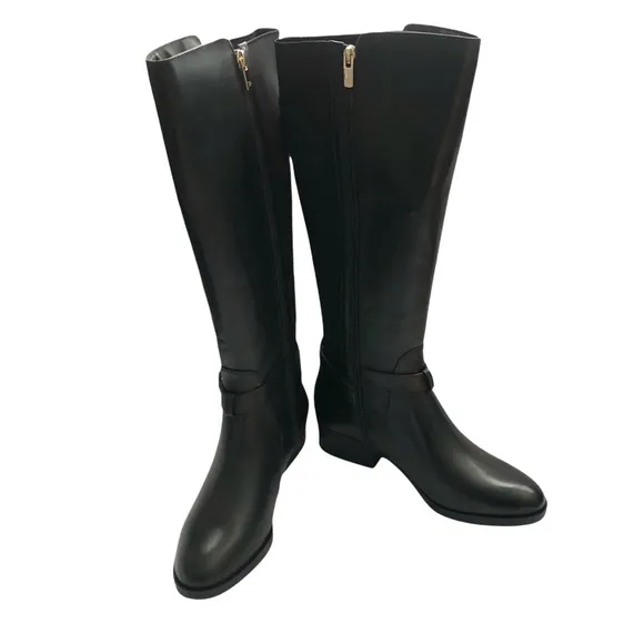New Taryn Rose Black Leather Gigi Weatherproof Knee High Boot 9