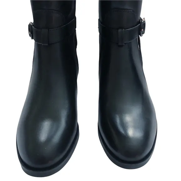 New Taryn Rose Black Leather Gigi Weatherproof Knee High Boot 9