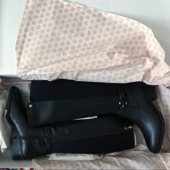 New Taryn Rose Black Leather Gigi Weatherproof Knee High Boot 9
