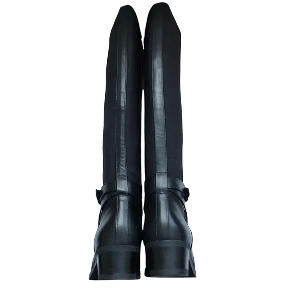 New Taryn Rose Black Leather Gigi Weatherproof Knee High Boot 9