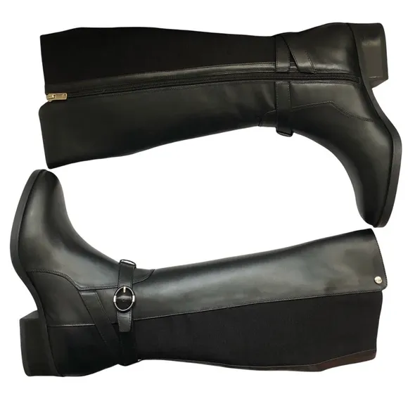 New Taryn Rose Black Leather Gigi Weatherproof Knee High Boot 9