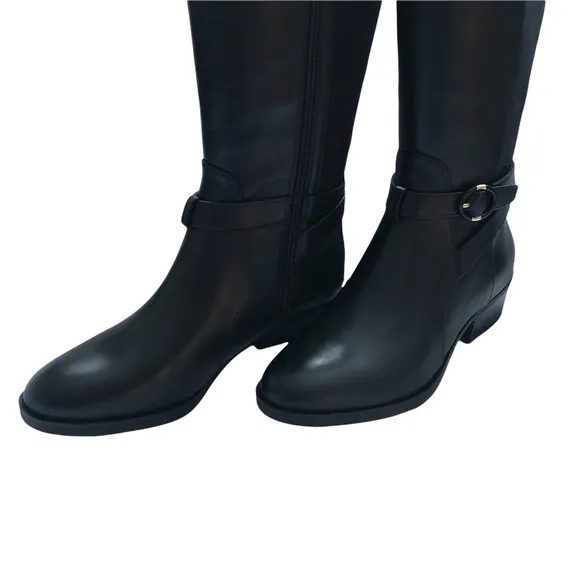 New Taryn Rose Black Leather Gigi Weatherproof Knee High Boot 9