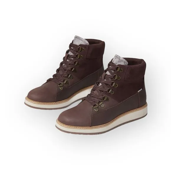 new Toms ☀︎︎ Mesa Waterproof Leather Bootie ☀︎︎ Hiking Boot ☀︎︎ Penny Brown 6.5M