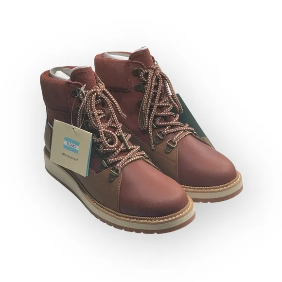 new Toms ☀︎︎ Mesa Waterproof Leather Bootie ☀︎︎ Hiking Boot ☀︎︎ Penny Brown 6.5M