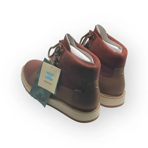 new Toms ☀︎︎ Mesa Waterproof Leather Bootie ☀︎︎ Hiking Boot ☀︎︎ Penny Brown 6.5M