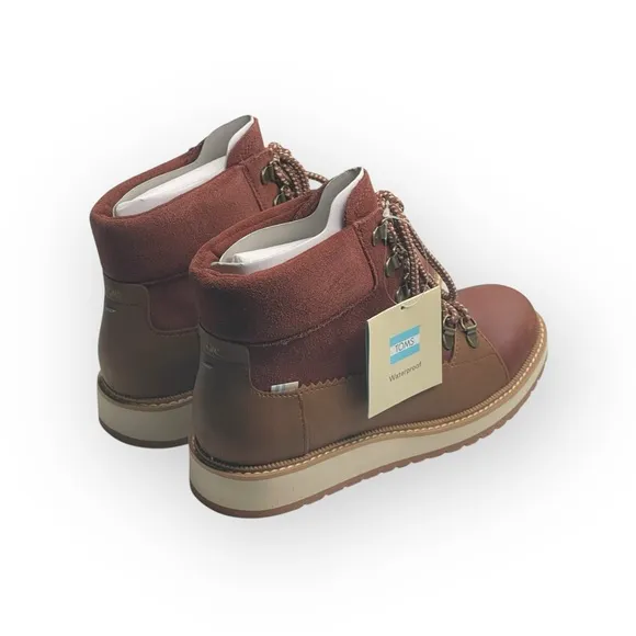 new Toms ☀︎︎ Mesa Waterproof Leather Bootie ☀︎︎ Hiking Boot ☀︎︎ Penny Brown 6.5M