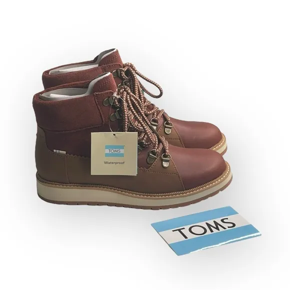 new Toms ☀︎︎ Mesa Waterproof Leather Bootie ☀︎︎ Hiking Boot ☀︎︎ Penny Brown 6.5M