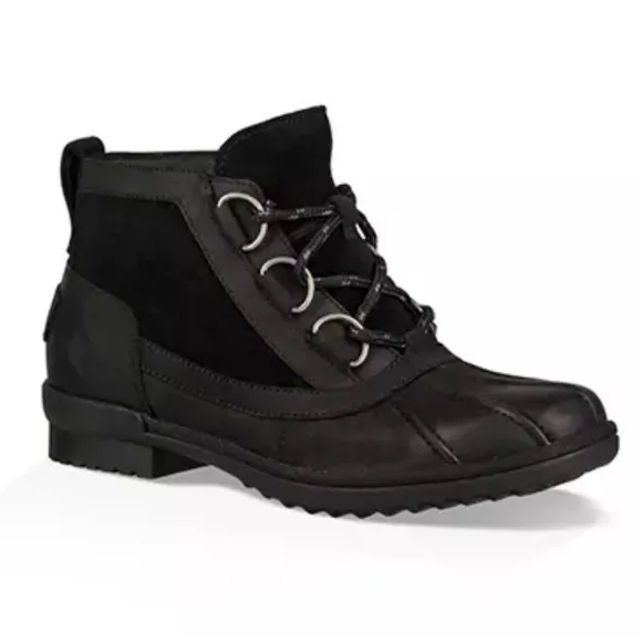 NEW | UGG Heather waterproof leather &amp; rubber ankle boot lace up Womens 8.5