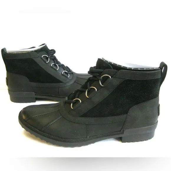 NEW | UGG Heather waterproof leather &amp; rubber ankle boot lace up Womens 8.5