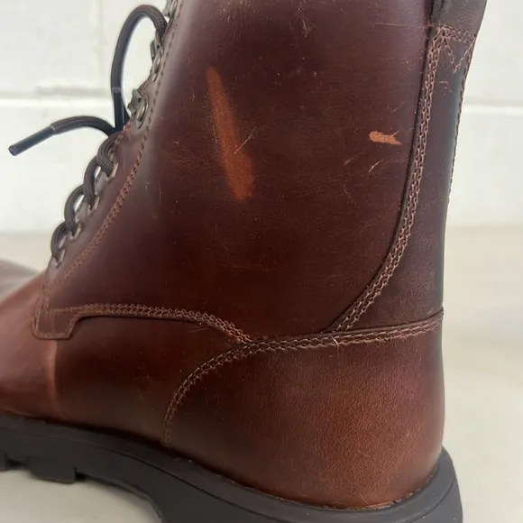 New Ugg sz7 brown leather boots kirkson fur lined cordovan waterproof sheep wool