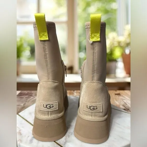 NEW UGG Women's Classic Dipper Sand Platform Shearling Suede Boots 1144031 SZ 9
