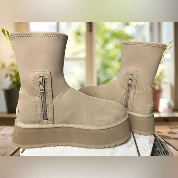 NEW UGG Women's Classic Dipper Sand Platform Shearling Suede Boots 1144031 SZ 9