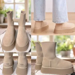 NEW UGG Women's Classic Dipper Sand Platform Shearling Suede Boots 1144031 SZ 9