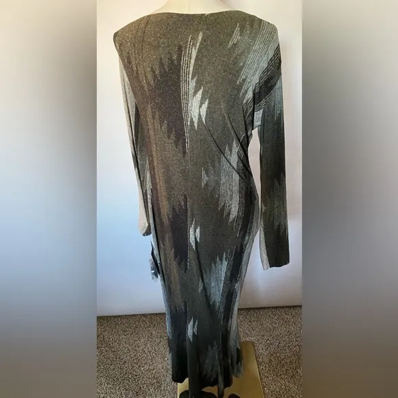 NEW w/TAG NORMA KAMALI Long Sleeve Drop Shoulder Fishtail Southwest Dress Large