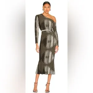 NEW w/TAG NORMA KAMALI Long Sleeve Drop Shoulder Fishtail Southwest Dress Large