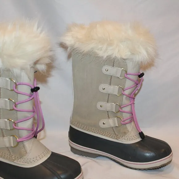 NEW YOUTH 6 WOMEN'S 7.5-8‎ SOREL JOAN OF ARTIC TALL WINTER LEATHER BOOTS TAN