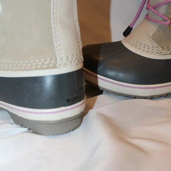 NEW YOUTH 6 WOMEN'S 7.5-8‎ SOREL JOAN OF ARTIC TALL WINTER LEATHER BOOTS TAN