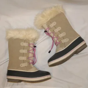 NEW YOUTH 6 WOMEN'S 7.5-8‎ SOREL JOAN OF ARTIC TALL WINTER LEATHER BOOTS TAN