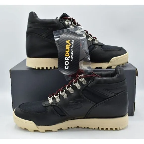 New Balance Lifestyle Mens Size 8 Rainier Black Beige Leather Hiking Boots Shoes