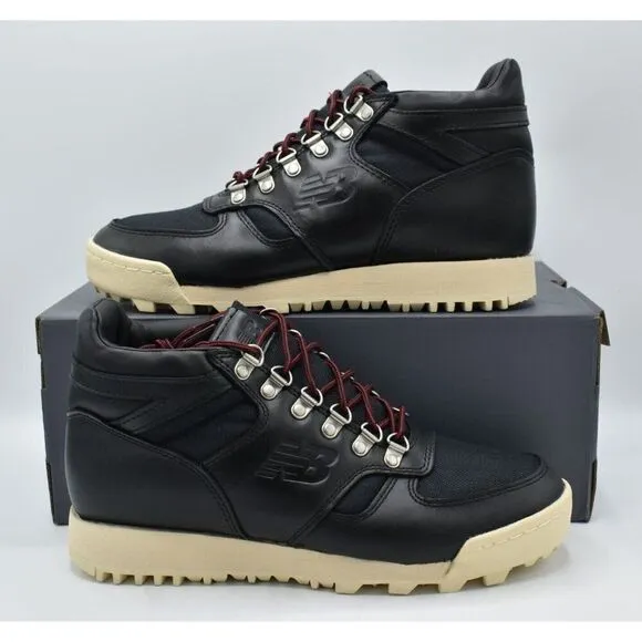 New Balance Lifestyle Mens Size 8 Rainier Black Beige Leather Hiking Boots Shoes