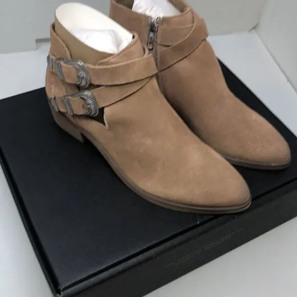NEW FRYE Ray Western Shootie Suede Ankle Boots - Size 7M Beige Multi NEW in Box