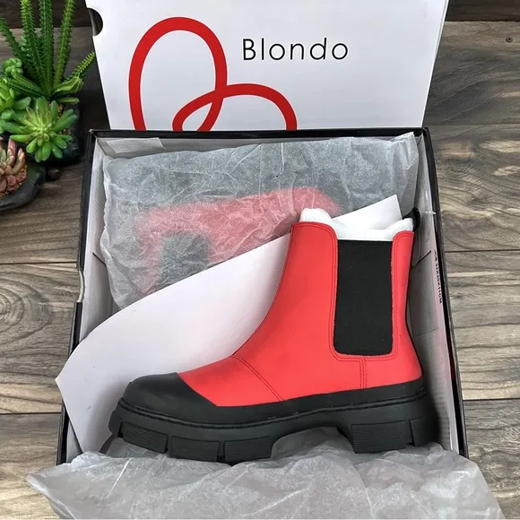 NIB Blondo Helga Waterproof Winter Chelsea Boots Red 8.5M